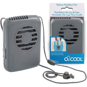O2Cool Battery Powered Deluxe Necklace Fan in Gray